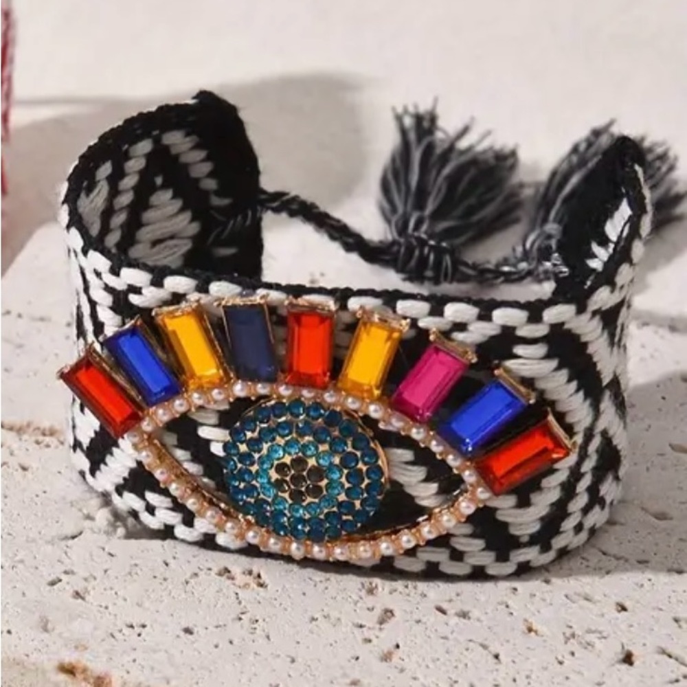 Colorful Eye Design Woven Bracelet